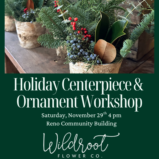 Wildroot Fower Co Holiday Centerpiece & Ornament Workshop