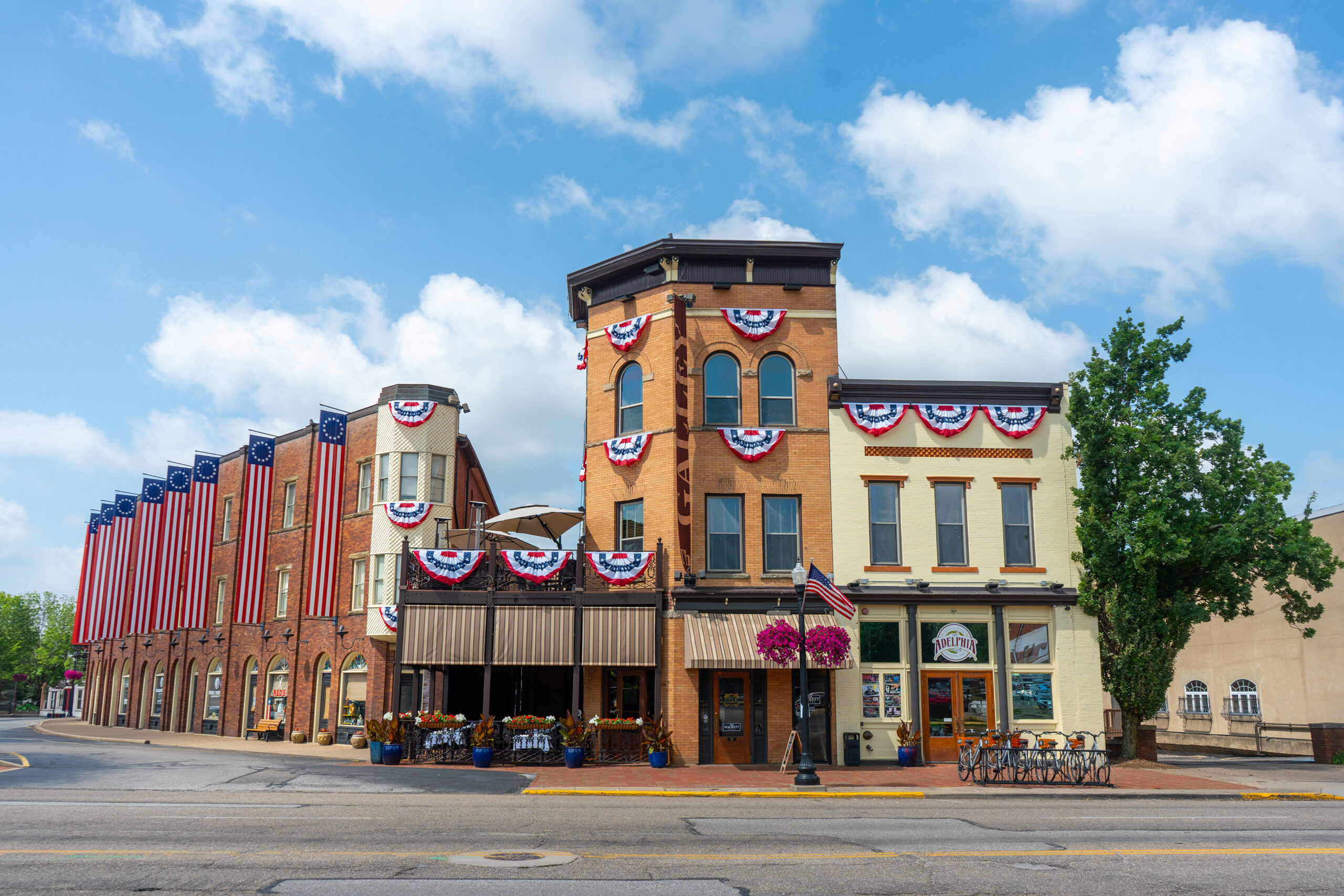 Free, Self-Guided Display of Historic Marietta Framed in Red, White, and Blue for America's 250th